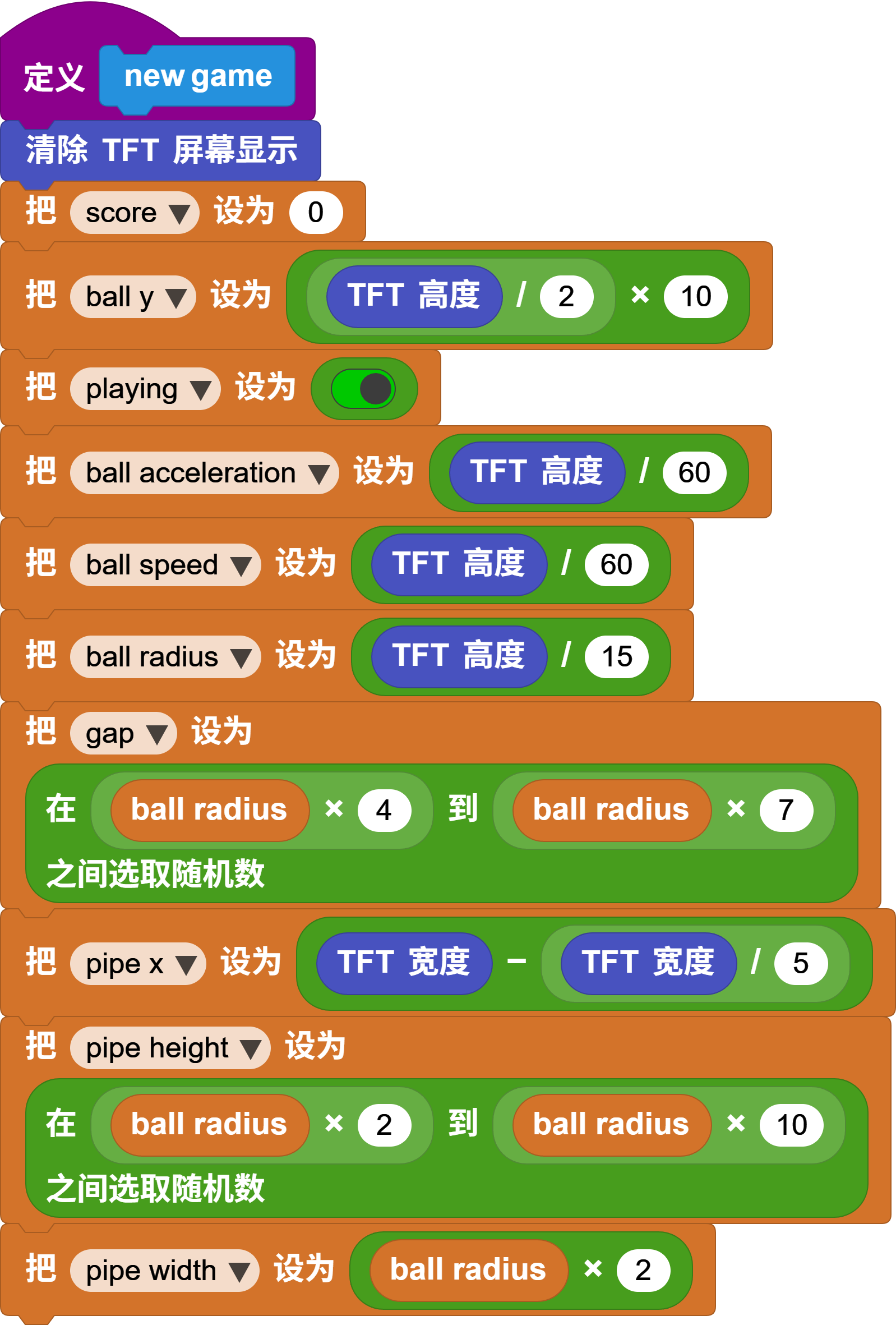 new game variables