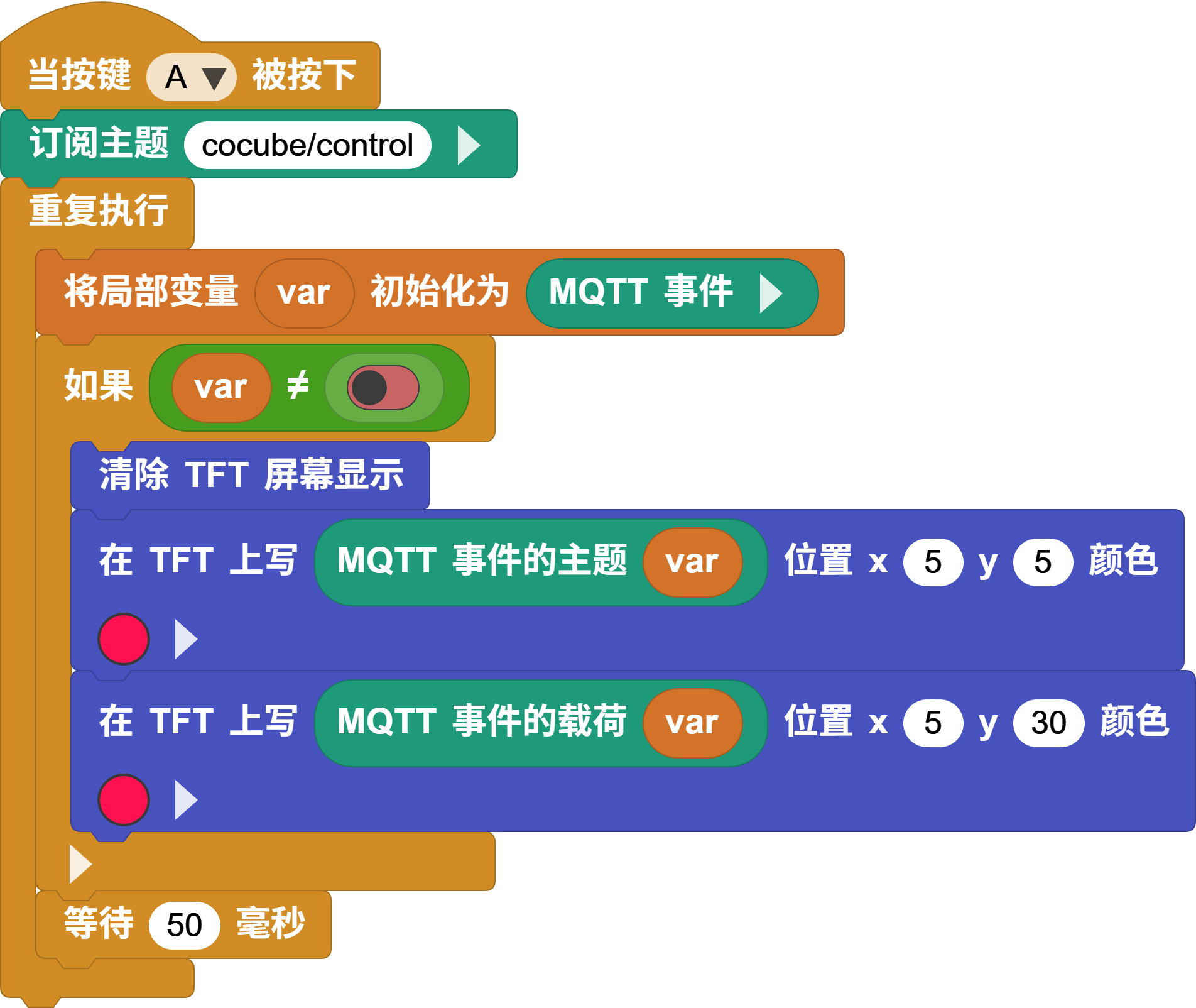 接收并显示 MQTT 消息