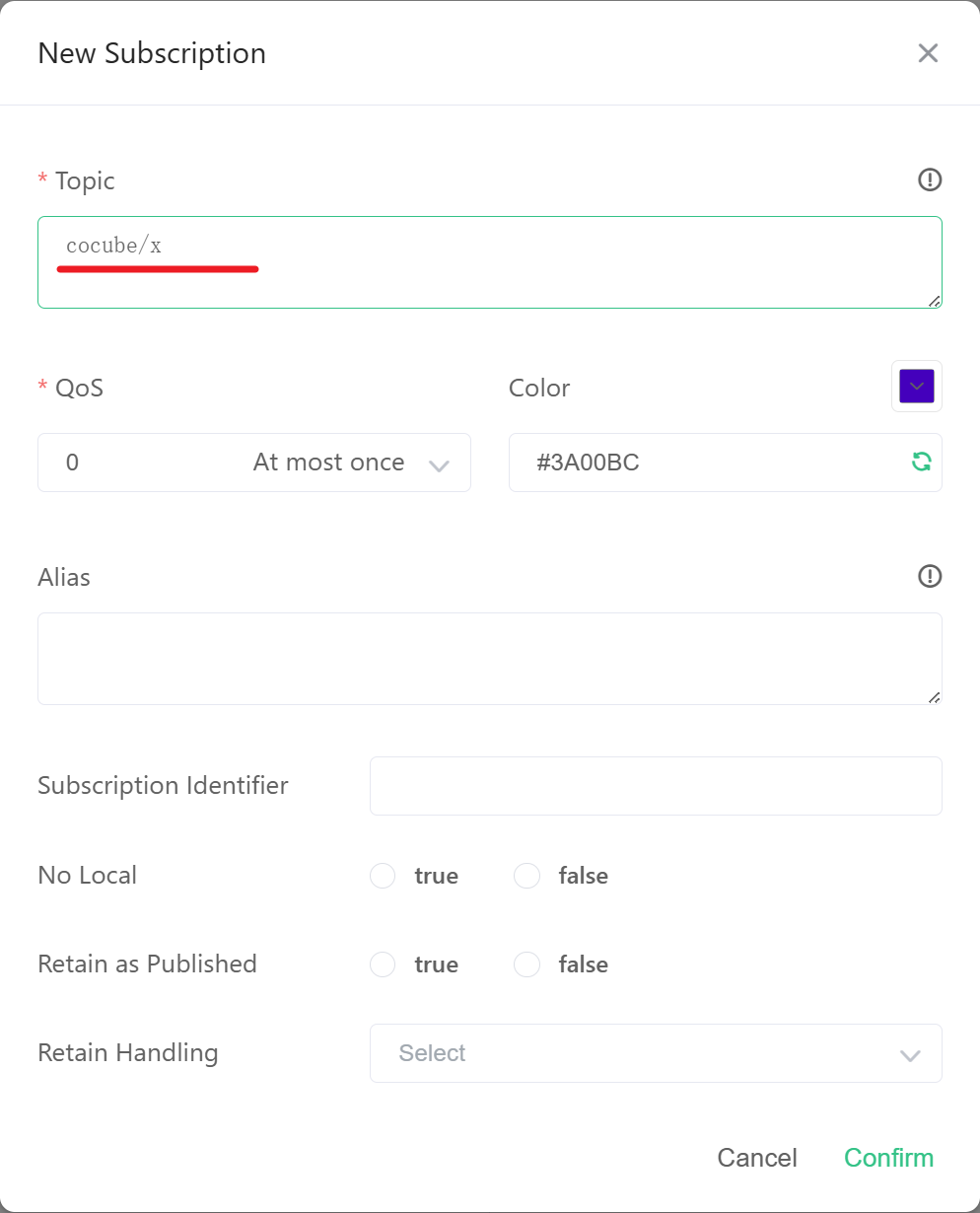 新建 MQTT 订阅