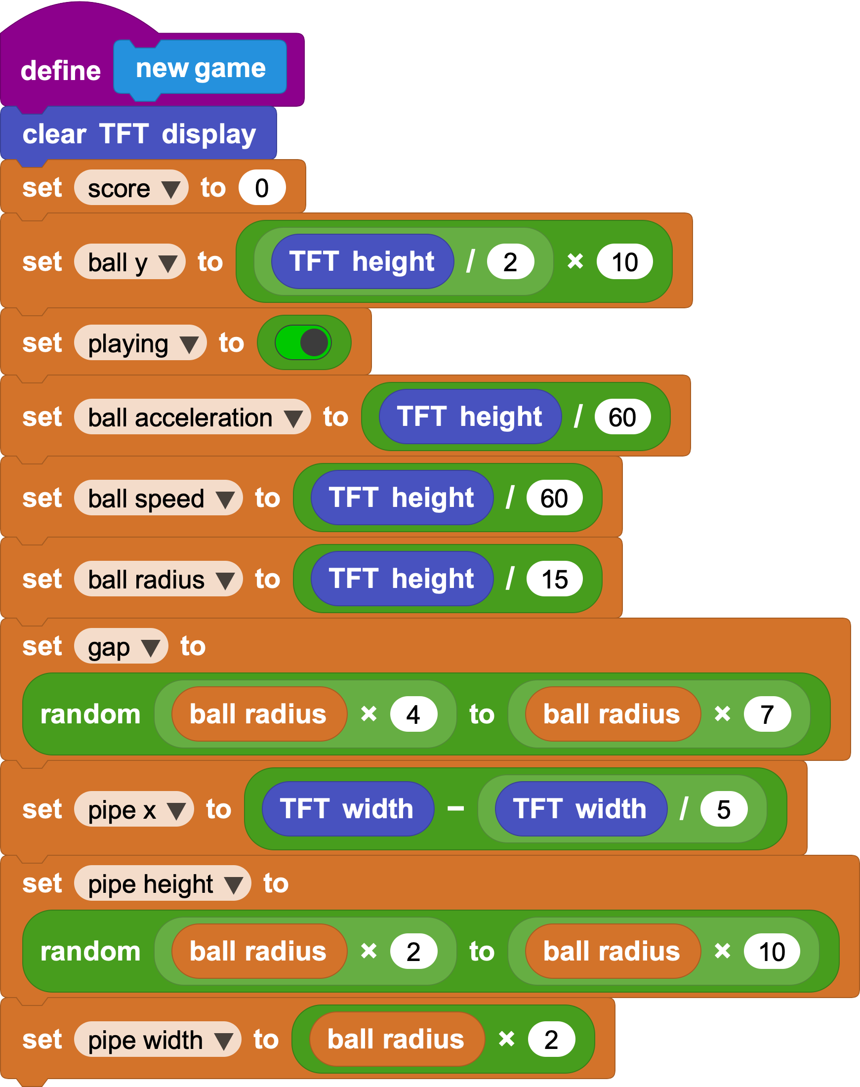 new game variables