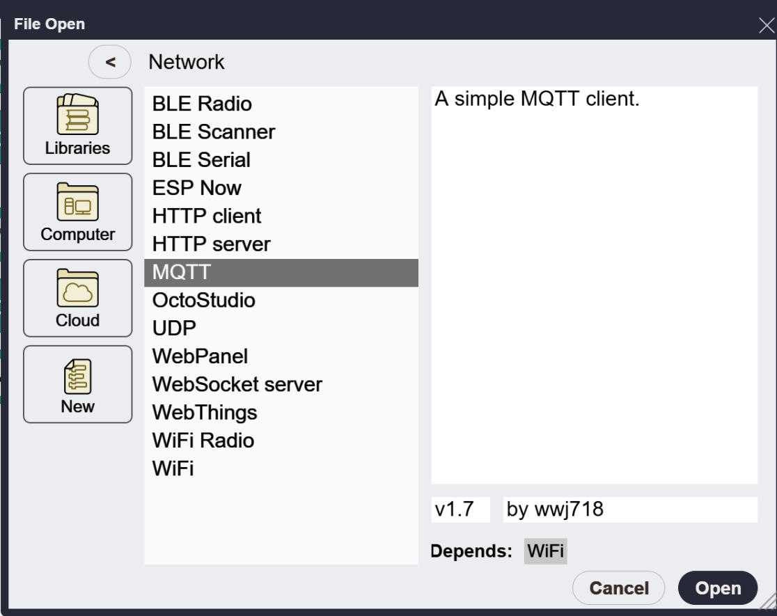 Add the MQTT block library