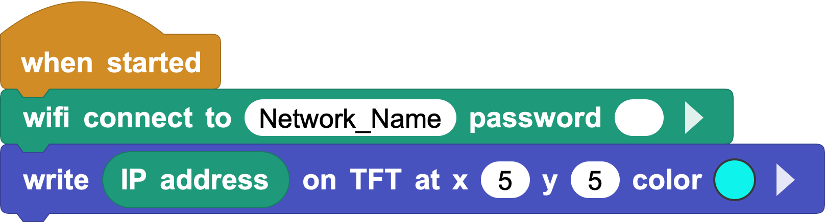 Connect to Wi-Fi and display the IP address
